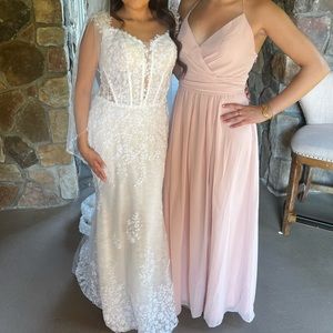 Hannah Chiffon Faux Wrap Dress - Revelry - First Kiss Pink